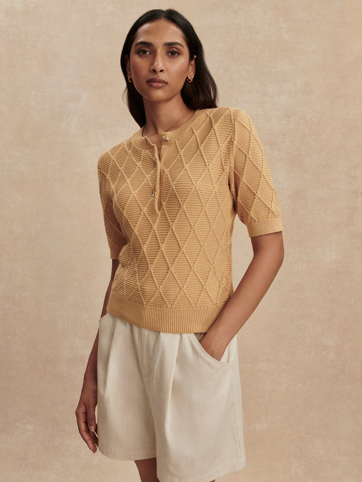 Varley Classic - Merryn Diamond Knit Top