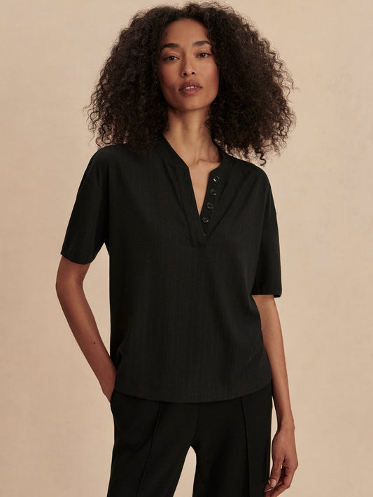Varley Best Seller - Kasey Mock Placket Rib Tee