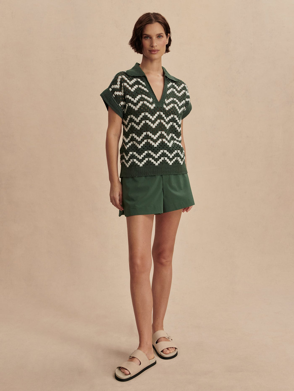 Varley Classic - Joelle Crochet Polo Top