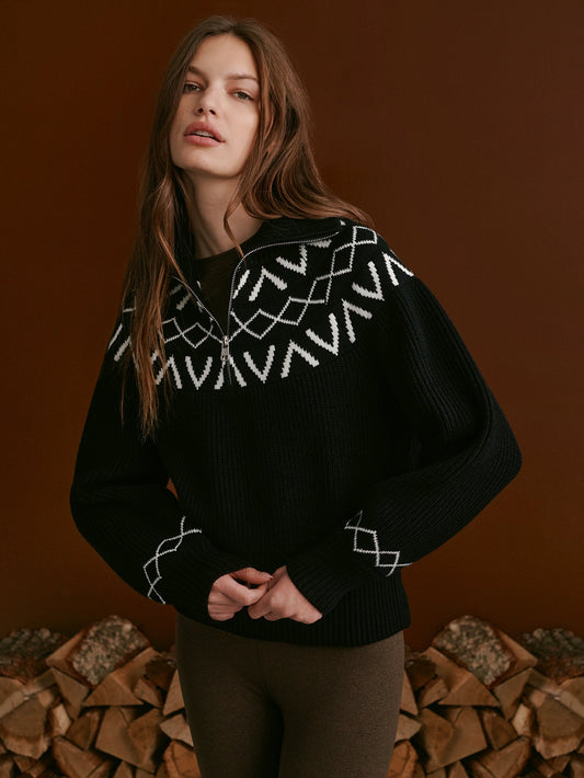 Varley Popular - Sigrid Fairisle Half Zip Knit