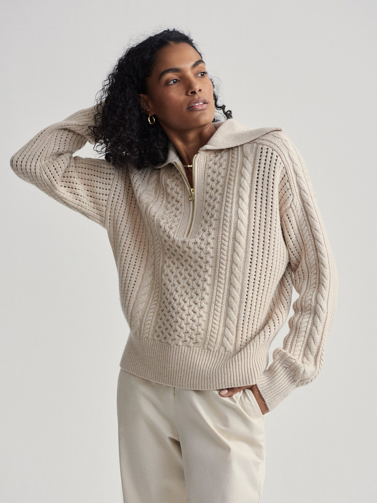 Varley Smart Buy - Camello Relaxed Cable Half Zip